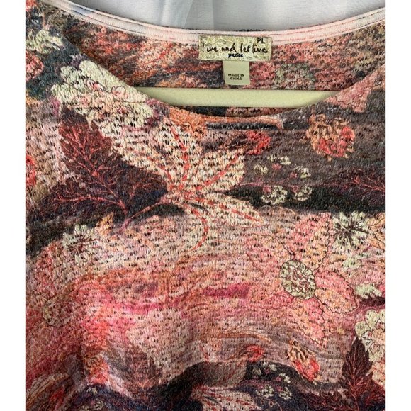 Live and Let Live Womens Pink PL Petite Large Floral Long Sleeve Top Tunic Lace - Picture 4 of 5